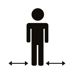human figure with arrows distance social silhouette style