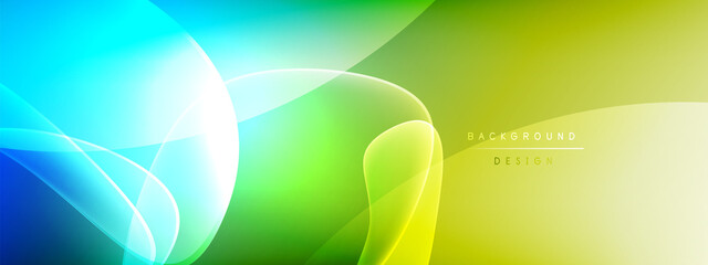 Vector abstract background - liquid bubble shapes on fluid gradient with shadows and light effects. Shiny design template for text