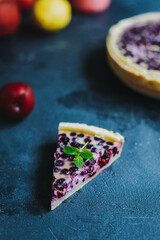 Homemade sweet blueberry pie with cream - 361578318