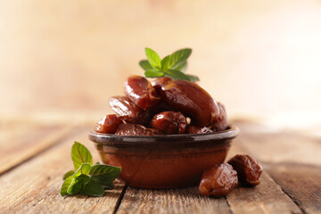 dried fruit- dry date and mint leaf