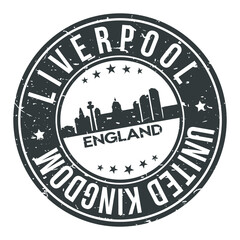 Liverpool England United Kingdom Europe Stamp Logo Icon Symbol Design Skyline City.