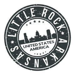 Little Rock City Arkansas USA Stamp Logo Icon Symbol Design Skyline City.