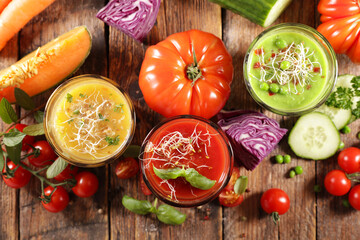 assorted of vegetable smoothie, juice or gazpacho