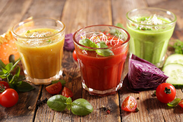 assorted of vegetable smoothie, juice or gazpacho