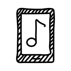 music note in smartphone line style icon