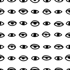 Seamless pattern with hand drawn eye, vector illustration