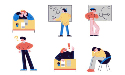 People of different professions thinking hardly and trying to create brilliant ideas