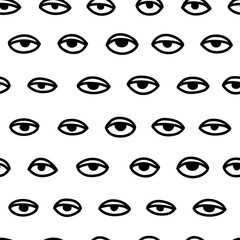 Seamless pattern with hand drawn eye, vector illustration