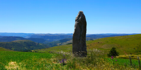 menhir at lozere in france landscape countryside