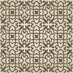 Oriental vector pattern with arabesques and floral elements. Traditional classic ornament. Vintage  pattern with arabesques.