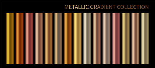 Metallic, bronze, silver, gold, chrome, copper metal foil texture gradient template Vector