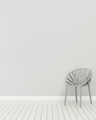 Comfort space in house.White room with chair . scandinavian  interior design. -3d rendering