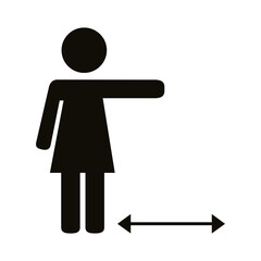 female human figure with arrow distance social silhouette style