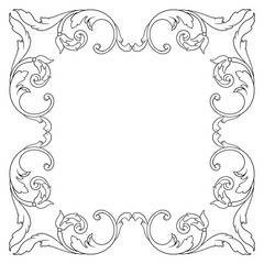 Vintage Ornament Element in baroque style with filigree and floral engrave the best situated for create frame, border, banner. It's hand drawn foliage swirl like victorian or damask design arabesque.