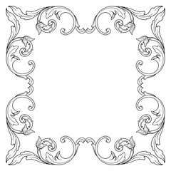 Vintage Ornament Element in baroque style with filigree and floral engrave the best situated for create frame, border, banner. It's hand drawn foliage swirl like victorian or damask design arabesque.