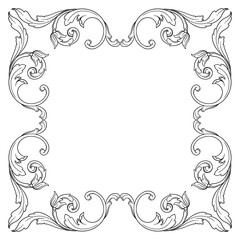 Vintage Ornament Element in baroque style with filigree and floral engrave the best situated for create frame, border, banner. It's hand drawn foliage swirl like victorian or damask design arabesque.