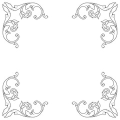Vintage Ornament Element in baroque style with filigree and floral engrave the best situated for create frame, border, banner. It's hand drawn foliage swirl like victorian or damask design arabesque.