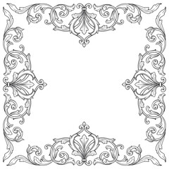 Vintage Ornament Element in baroque style with filigree and floral engrave the best situated for create frame, border, banner. It's hand drawn foliage swirl like victorian or damask design arabesque.