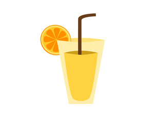 Glass of orange juice isolated on white background. icon vector illustration. Healthy drinks concept
