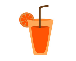 Glass of orange juice isolated on white background. icon vector illustration. Healthy drinks concept.