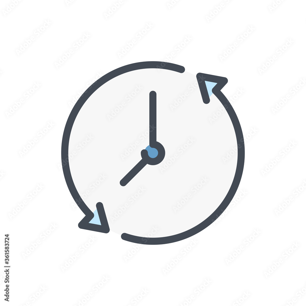 Poster refresh time color line icon. update clock and watch vector outline colorful sign.