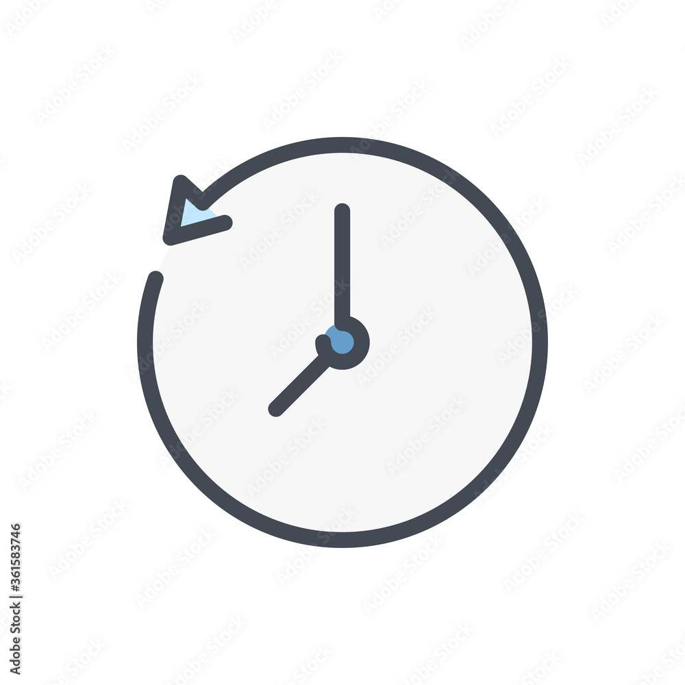 Poster update time color line icon. refresh clock and watch vector outline colorful sign.