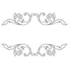 Vintage Ornament Element in baroque style with filigree and floral engrave the best situated for create frame, border, banner. It's hand drawn foliage swirl like victorian or damask design arabesque.