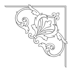 Vintage Ornament Element in baroque style with filigree and floral engrave the best situated for create frame, border, banner. It's hand drawn foliage swirl like victorian or damask design arabesque.