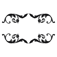 Vintage Ornament Element in baroque style with filigree and floral engrave the best situated for create frame, border, banner. It's hand drawn foliage swirl like victorian or damask design arabesque.