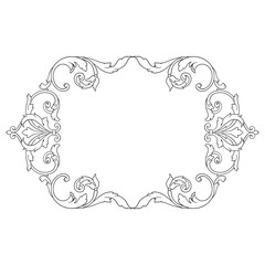 Vintage Ornament Element in baroque style with filigree and floral engrave the best situated for create frame, border, banner. It's hand drawn foliage swirl like victorian or damask design arabesque.