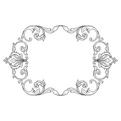 Vintage Ornament Element in baroque style with filigree and floral engrave the best situated for create frame, border, banner. It's hand drawn foliage swirl like victorian or damask design arabesque.