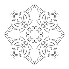 Vintage Ornament Element in baroque style with filigree and floral engrave the best situated for create frame, border, banner. It's hand drawn foliage swirl like victorian or damask design arabesque.