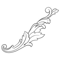 Vintage Ornament Element in baroque style with filigree and floral engrave the best situated for create frame, border, banner. It's hand drawn foliage swirl like victorian or damask design arabesque.