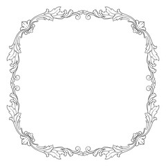 Vintage Ornament Element in baroque style with filigree and floral engrave the best situated for create frame, border, banner. It's hand drawn foliage swirl like victorian or damask design arabesque.