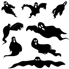 Fototapeta premium Set of ghosts for Halloween. Simple isolated icons for celebratory design