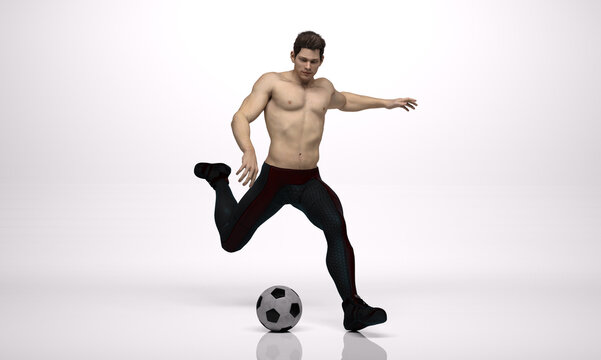 3D Render: A portrait of a young man as a soccer player