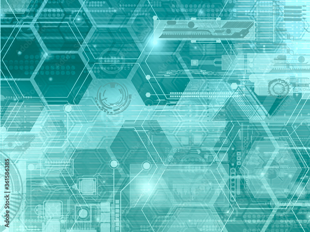 Poster abstract technology background with simple hexagonal elements.hexagon geometric design.