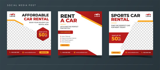 Rent a car banner for flyer and social media post template