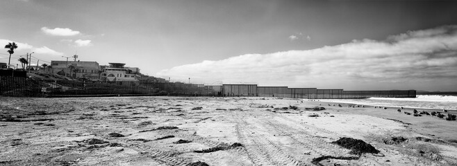 This is the border wall between USA and Mexico; that's the USA militarized side, on the other side, the beach and the restaurants of Tijuana.