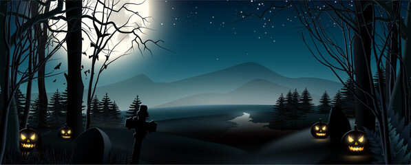 Halloween night banner
