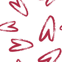 Red hearts cute trendy seamless pattern with texture. Applicable for paper or textile print, web and other backgrounds.