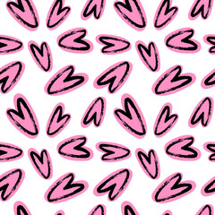 Pink hearts cute trendy seamless pattern with texture. Applicable for paper or textile print, web and other backgrounds.