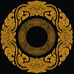 Circle Line Thai design, gold and black , Vector
