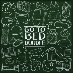 Go to Bed Doodle Line Icon Chalkboard Sketch Hand Made Vector Art