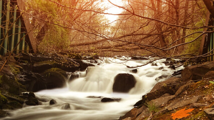 waterfall in autumn forest