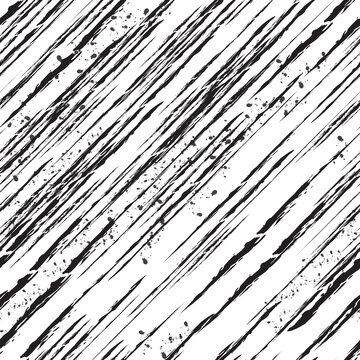 Vector seamless diagonal grunge texture. Blank for background decorative pattern of diagonal brush strokes of splashes and scratches of black color.