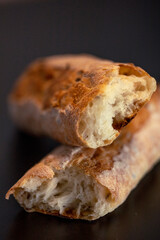 The french homemade baguette closeup