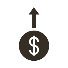 coin dollar with arrow up silhouette style icon