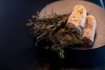 french homemade baguette with herbal
