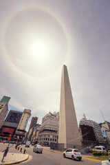 Downtown of buenos aires sunny obelisk argentina. Perspective view of buenos aires icon